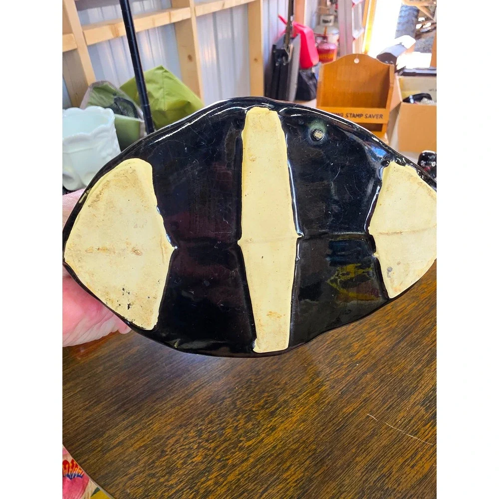 Vintage Black Ceramic Wagon Wheel Planter Vase Western Farmhouse Decor 7 Inch